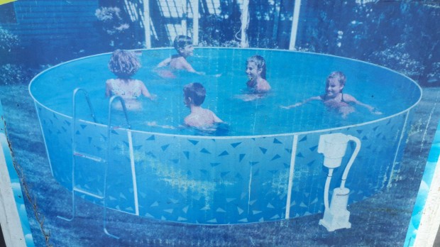 Új 460x100 cm-es merev falu fóliás medence teljes szett forgatóval
