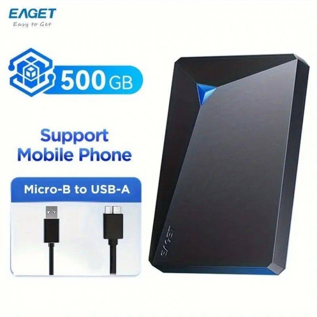 Új 500GB külső merevlemez, HDD, Eaget GO20