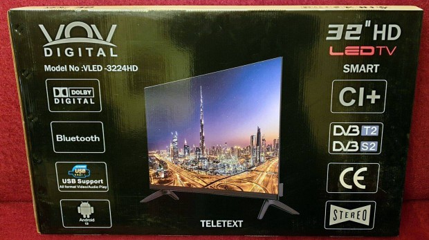 j 81cm Vov Android SMART LED TV, WIFI, BT, DVB-T/C/S, USB-Film, Gar