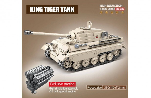 j 978 db. Hres kocka kompatibilis WWII. King Tiger Tank + 6f 33cm