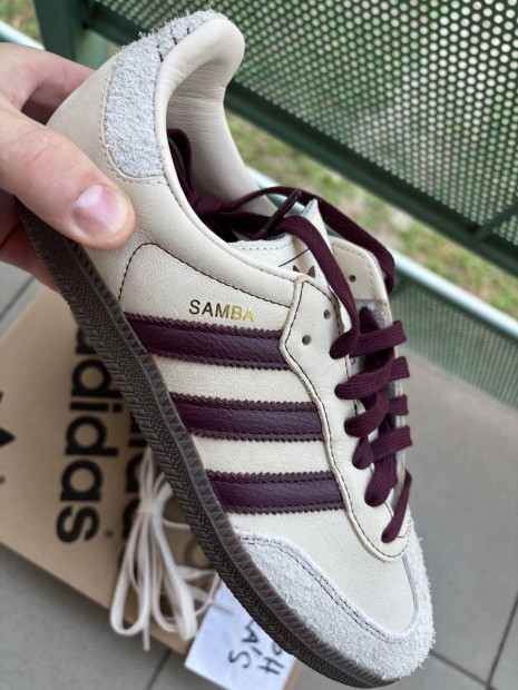 j Adidas Samba OG "Wonder White Maroon"-39 1/3Eu cip!