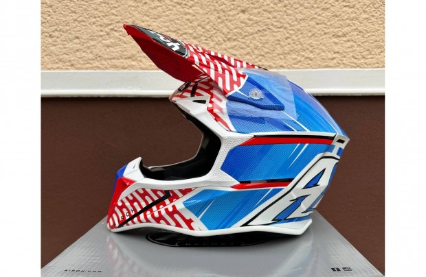 Új Airoh Wraap Idol kék/piros enduro, mx, cross sisak, bukósisak (M)
