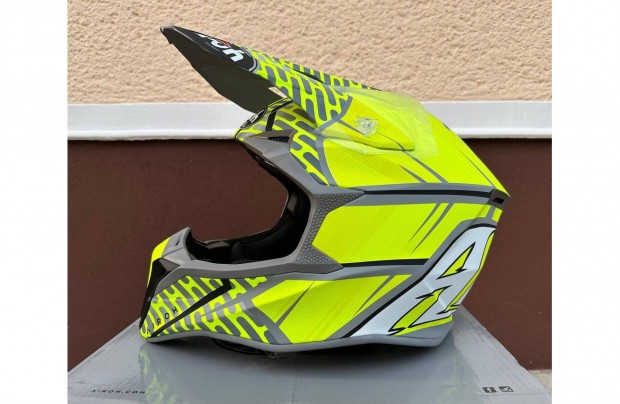 j Airoh Wraap matt srga/szrke enduro mx, cross sisak, buksisak (S)