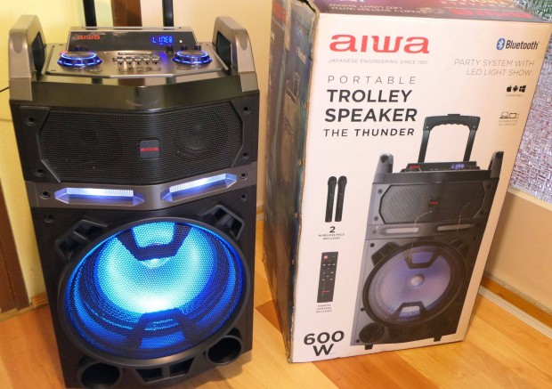 j Aiwa hordozhat party hangrendszer, karaoke hangszr LED