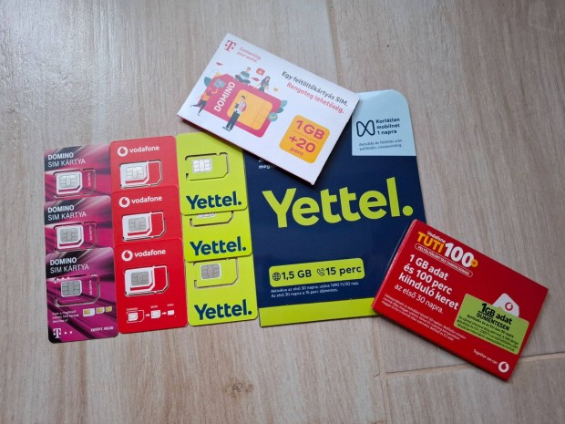 j Aktivlt (regisztrlt, aktv) SIM krtya Yettel, Vodafone, Telekom