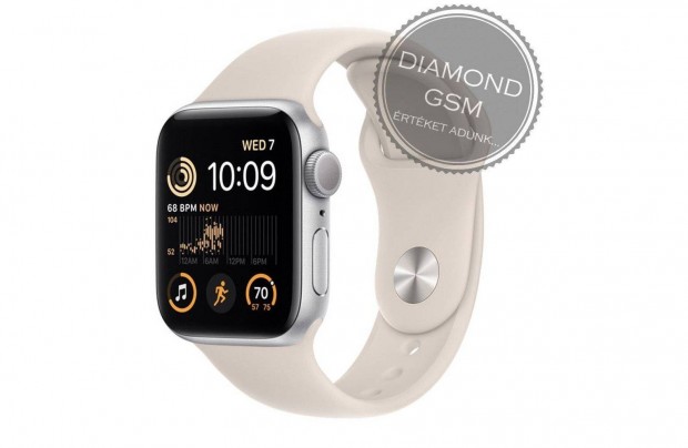 Új Apple Watch SE 2023 44mm Csillagfény Aluminiumtok, Csillagfény Spor