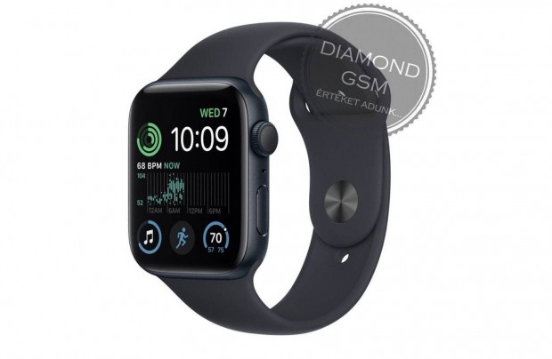 j Apple Watch SE 2023 44mm Fekete Alumniumtok, Fekete Sportszjjal,