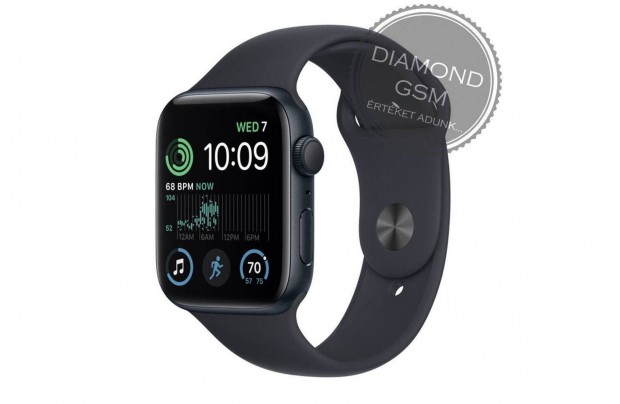 j Apple Watch SE 2023 44mm Fekete Aluminiumtok, Fekete Sportszjjal,