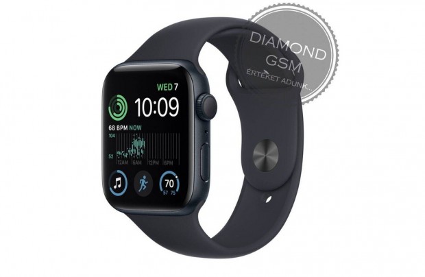 j Apple Watch SE 2023 44mm Fekete Alumniumtok, Fekete Sportszjjal,