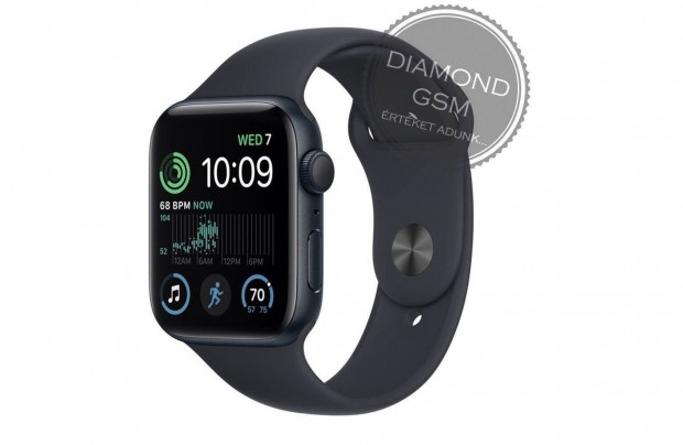 j Apple Watch SE 2023 44mm Fekete Alumniumtok, Fekete Sportszjjal,