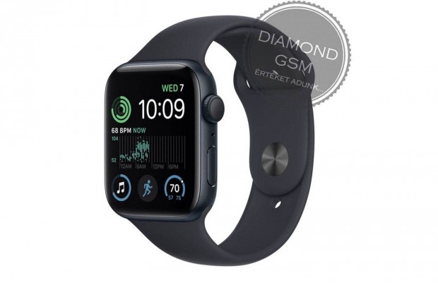 j Apple Watch SE 2023 44mm Fekete Aluminiumtok, Fekete Sportszjjal,