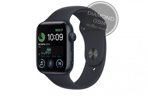 Új Apple Watch SE 2024 40mm Fekete Alumíniumtok, Fekete Sportszíjjal,