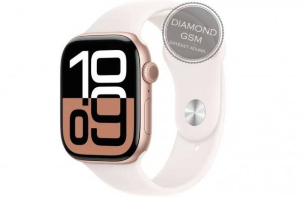 j Apple Watch Series 10 42mm Rozarany Alumniumtok, Lgy rzsaszn