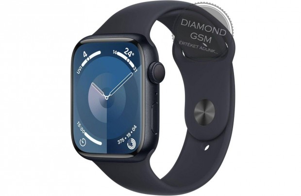 j Apple Watch Series 9 41mm Fekete Alumniumtok, Fekete Sportszjjal