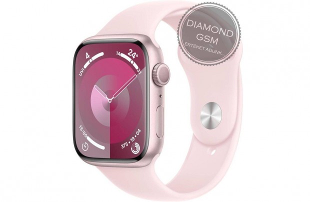 j Apple Watch Series 9 41mm Pink Alumniumtok, Light Pink Sportszj