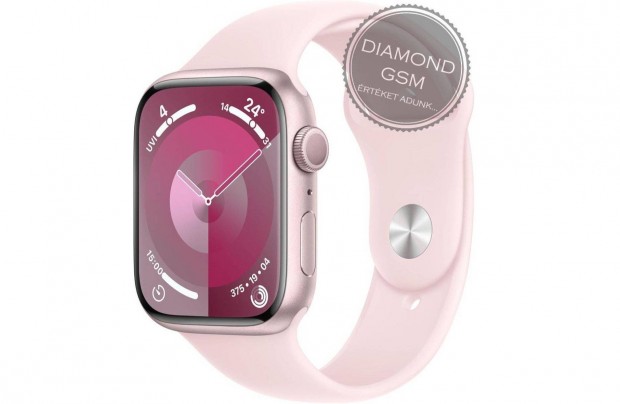 j Apple Watch Series 9 45mm Pink Alumniumtok, Light Pink Sportszj