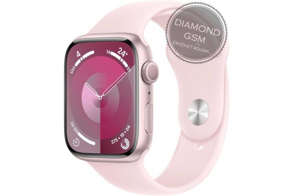 j Apple Watch Series 9 45mm Pink Alumniumtok, Light Pink Sportszj