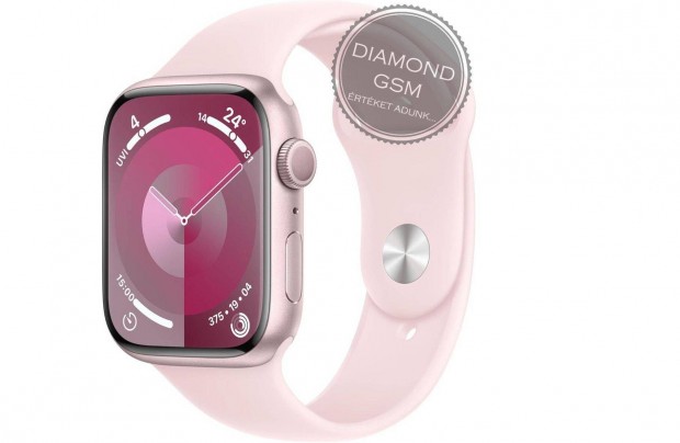 j Apple Watch Series 9 45mm Pink Alumniumtok, Light Pink Sportszj