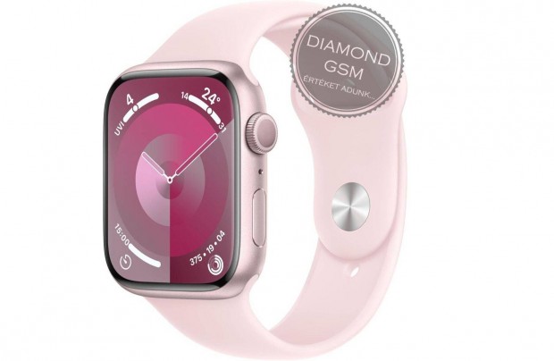 j Apple Watch Series 9 45mm Pink Alumniumtok, Light Pink Sportszj