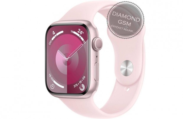 j Apple Watch Series 9 45mm Pink Alumniumtok, Light Pink Sportszj