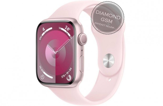 j Apple Watch Series 9 45mm Pink Alumniumtok, Light Pink Sportszj