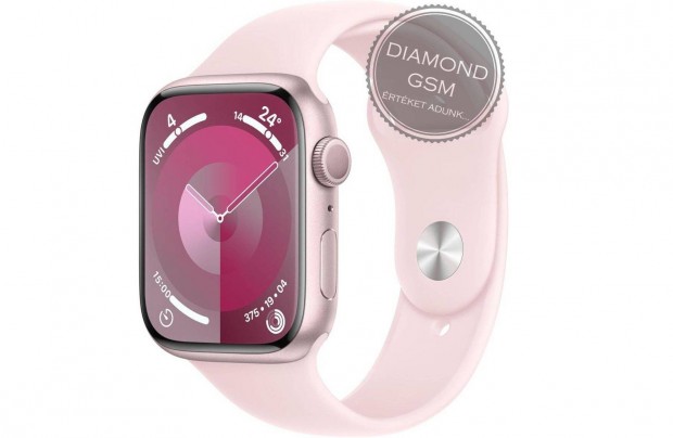 j Apple Watch Series 9 45mm Pink Alumniumtok, Light Pink Sportszj