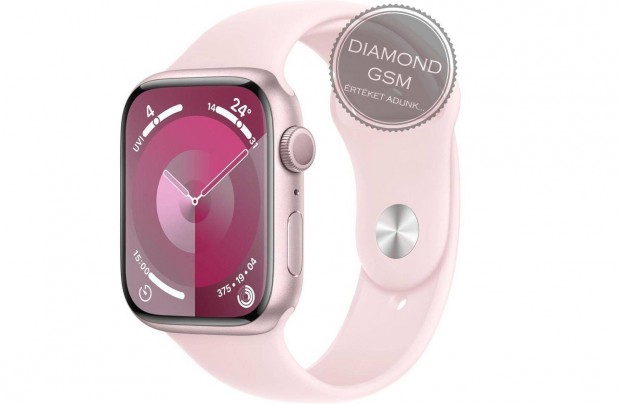 j Apple Watch Series 9 45mm Pink Alumniumtok, Light Pink Sportszj