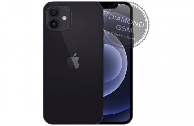 j Apple iphone 12 64 GB, Fekete sznben, gyri