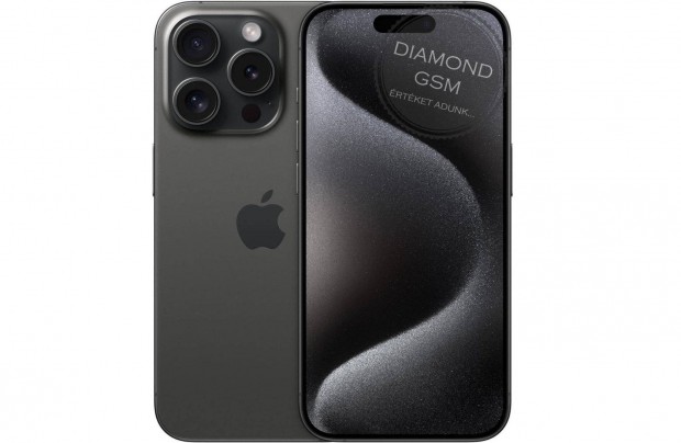 Új Apple iphone 15 Pro 128 GB, Fekete Titán színben,