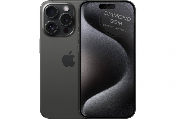 j Apple iphone 15 Pro 128 GB, Fekete Titn sznben, gyri