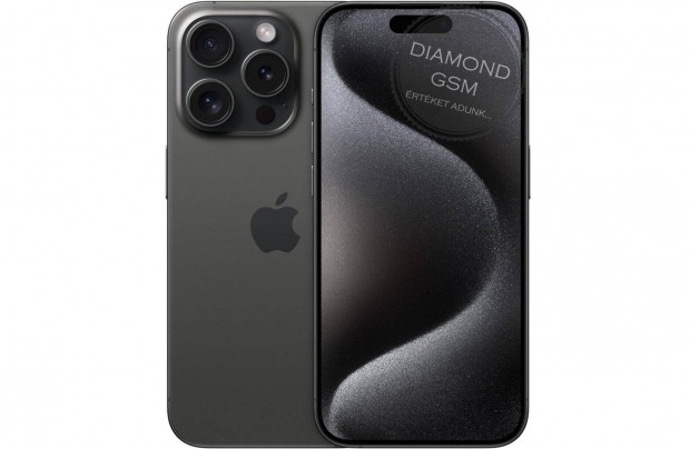 j Apple iphone 15 Pro 128 GB, Fekete Titn sznben, gyri