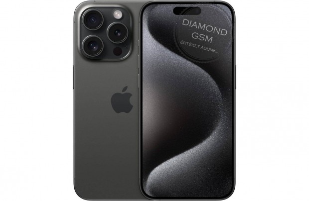 Új Apple iphone 15 Pro Max 256 GB, Fekete Titán színben,