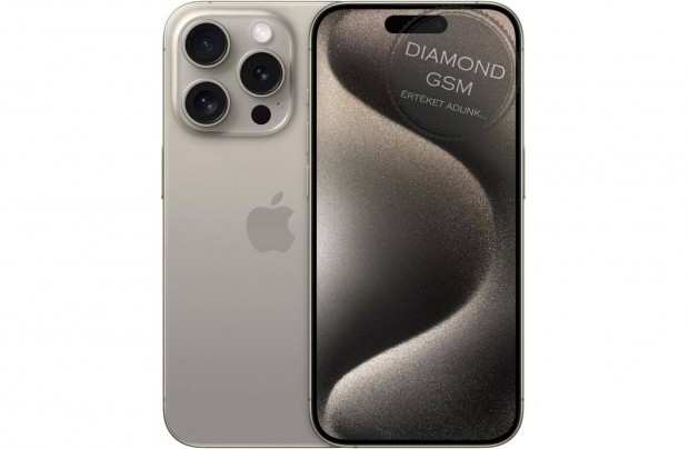 Új Apple iphone 15 Pro Max 256 GB, Natúr Titán színben,