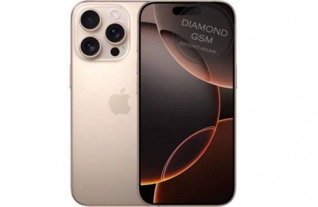Új Apple iphone 16 Pro Max 256 GB, Sivatagszínű Titán