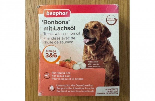 Uj Beaphar Lazacolajos Bonbon 245g Kutya Jutalomfalat Omega 3 6