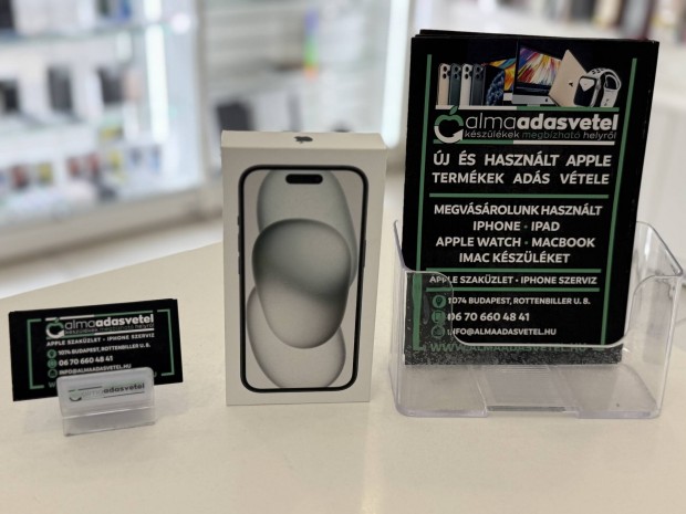 Új Bontatlan iphone 15 128GB Független Fekete/1 Év Apple Gar./p4249