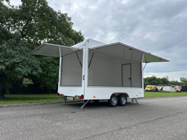 Új Büfékocsi Foodtruck 2,5m / L / 2 Felnyílóajtós / 2t