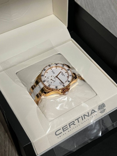 j Certina DS First Lady Ceramic arany/kermia, dobozban!