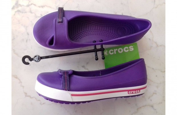 j Crocs balerinaicip, lila szn fehr talppal, magenta csk 37