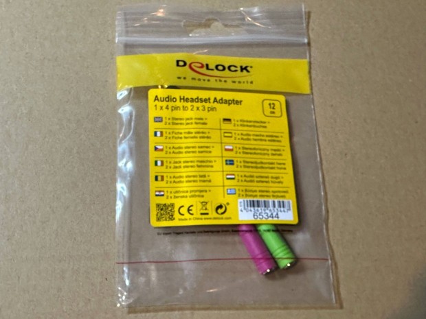 j Delock 3,5MM Jack 4p -> 2x3p (sztere audi, mikrofon) adapter