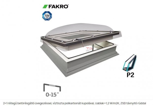Új Fakro 60x60 DMC-C P2 hajtókaros nyitható tetö felülvilágító