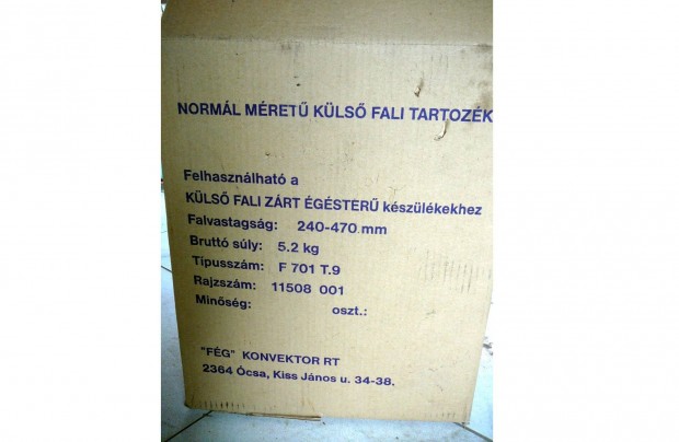 Új Fég konvektor parapet fali tartozék dobozában eladó
