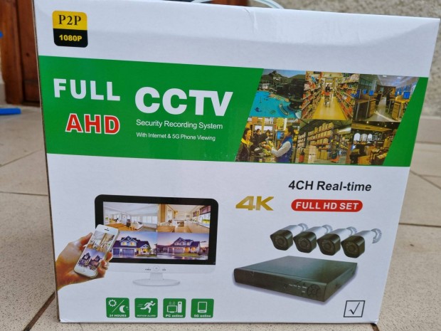 Új Full HD felbontású, biztonsági kamera rendszer DVR 4 Kamera rendsze