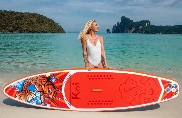 j Funwater Red Koi SUP dobozban, 335x83x15 cm, 165kg teherbrs