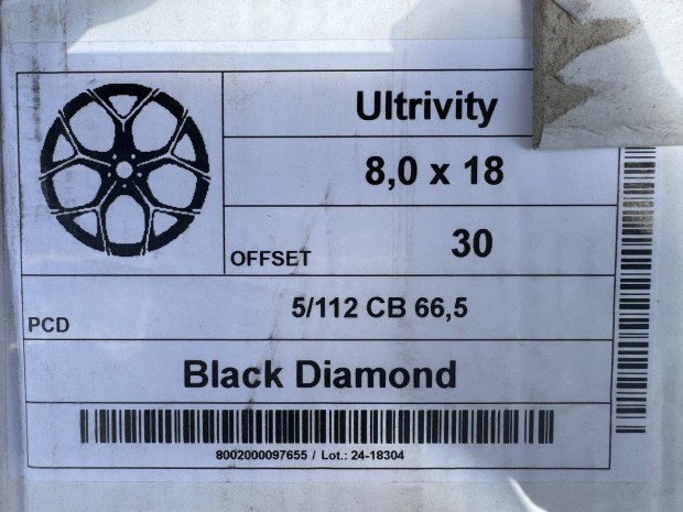 Új GMP Italia Ultrivity 8x18 ET30 5x112 66.5 Black Diamond Alufelni