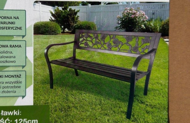 Új Gardenline Kerti Pad Artool Carmen 125x53x77 cm Fekete Bútor Szék