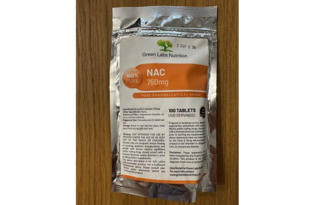 j Green Labs Nutrition N-Acetyl L-Cysteine 750mg 100 tabletta NAC