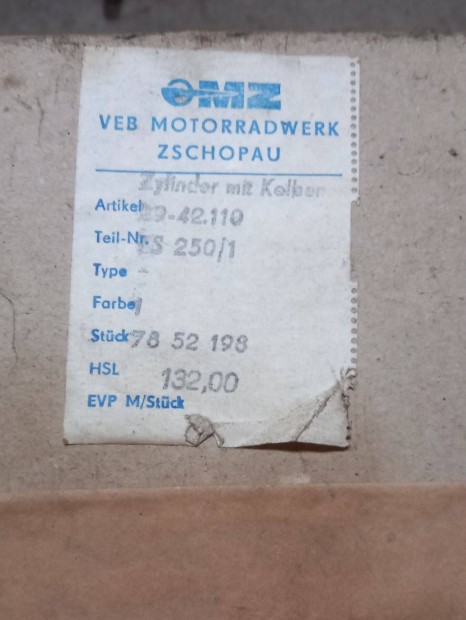 Új Gyári dobozos Mz Ts 250/1 henger