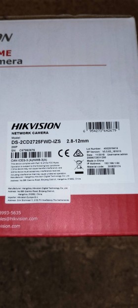 j Hikvision Network Camera DS-2CD2725FWD-IZS