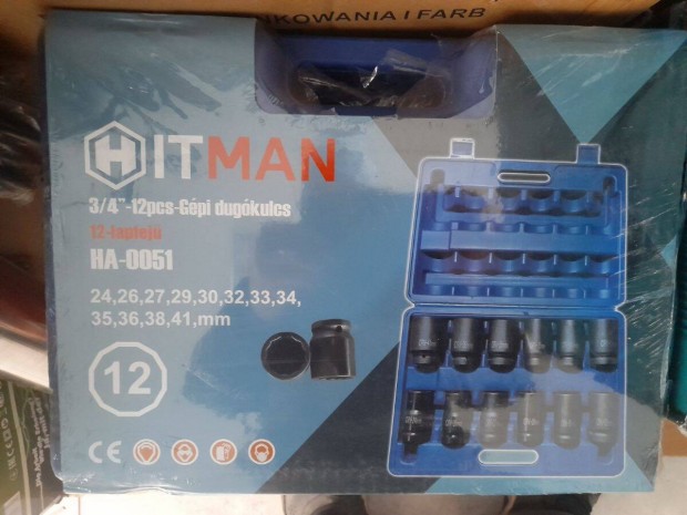 j Hitman 12db-os Gpi dugkulcs kszlet 3/4" 12 lapfej